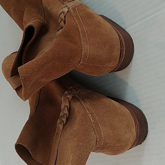 Report Rudy Leather Suede Tan Pull On Ankle Bootie 10 - Picture 12 of 12